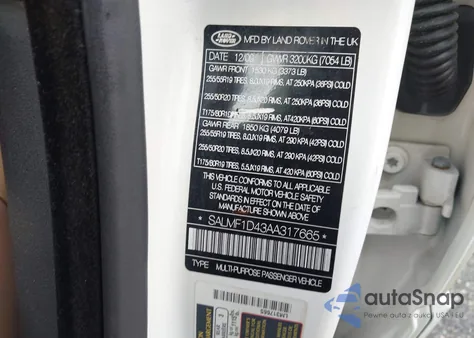 2010 Land Rover Range Rover Hse from USA, damaged, VIN SALMF1D43AA317665